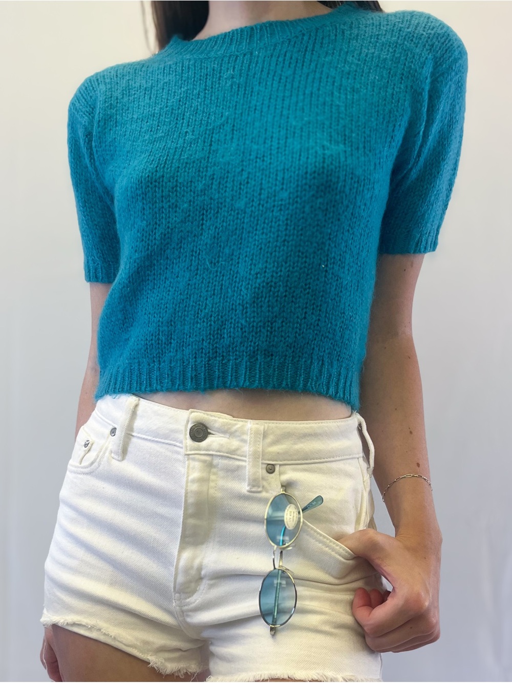 1990s Smart Set Cropped Mohair Blend Sweater